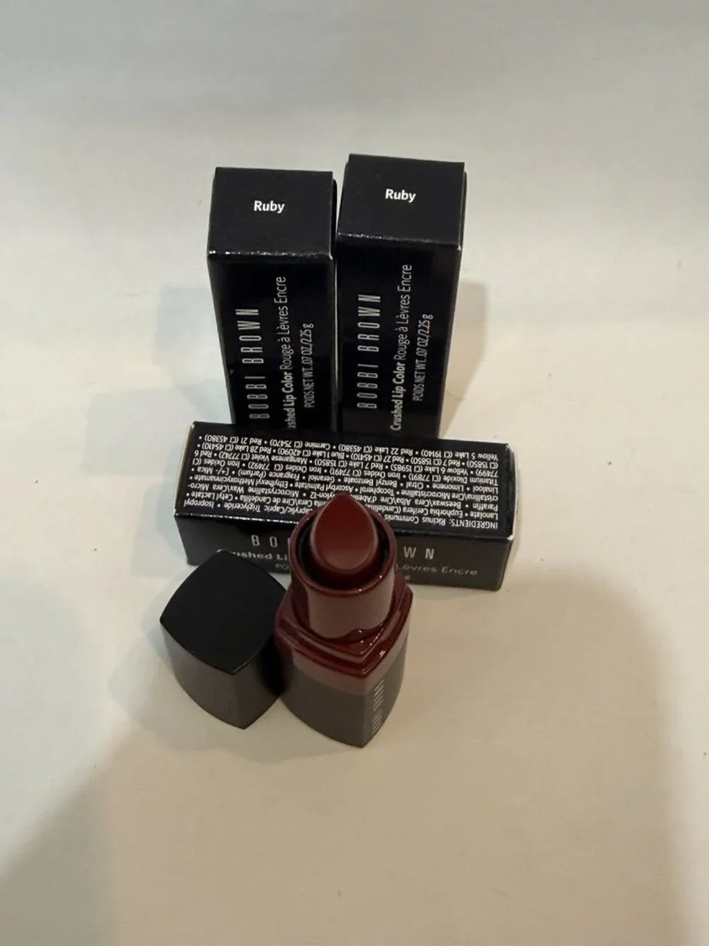 Bobbi Brown Crushed Lip Color RUBY Lipstick Balm .07 oz/2.25g Travel Size New X3